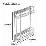 (2, Suitable for cabinets with a diameter of 200mm) Pull-out wire basket storage rack with soft-close function